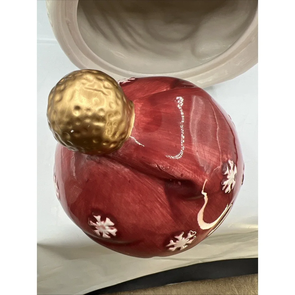 Vintage International Bazaar Christmas Santa Head Red Hat Ceramic Cookie Jar